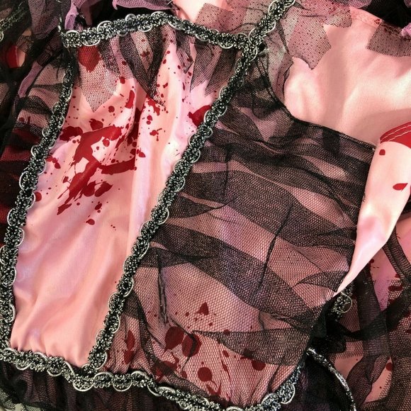 Halloween Spooky Gray Pink Tulle Dress w Blood Girls 8-10 Creepy Costume - Picture 8 of 8